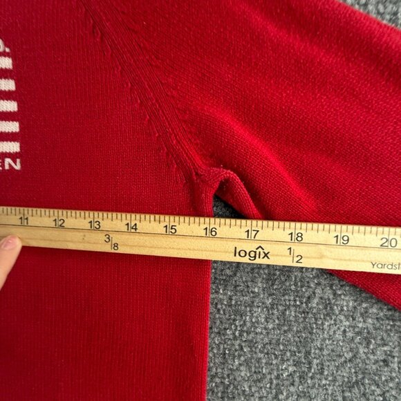Ralph Lauren Polo Jeans Medium Red Knit Turtleneck Women Flag Sweater USA Logo - Picture 8 of 14